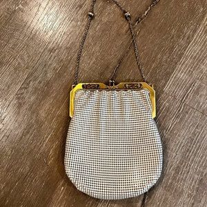 Vintage 1950-1960s WHITING & DAVIS White Metal Mesh Evening Shoulder Bag…